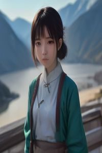 《情事》电影场景氛围图，韩国乡村山水背景中两个人物相遇的画面，自然光线营造压抑与诗意并存的视觉感